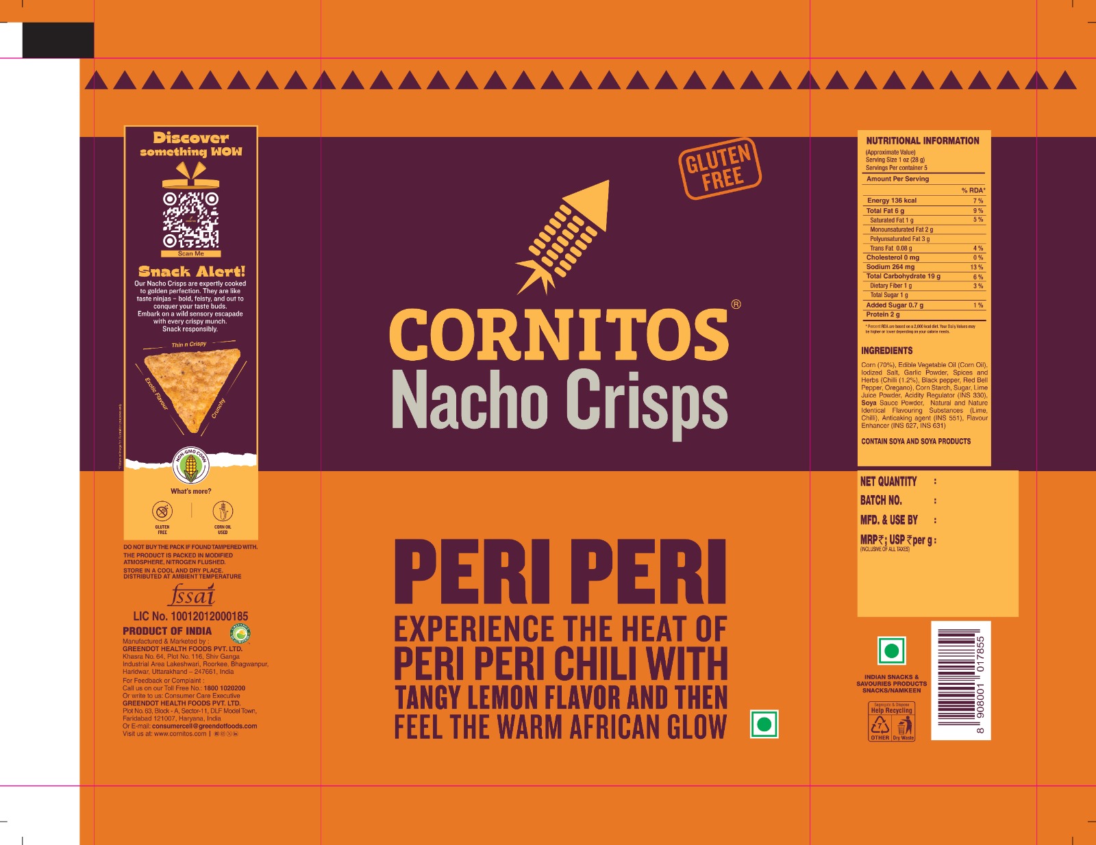 Cornitos Nacho Crisps Peri Peri 60g Chips